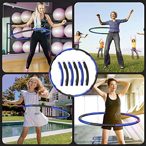 Merpin Círculo de acondicionamiento físico, círculo de Adelgazamiento para Adelgazar, círculo de Gimnasia, Revestimiento de Espuma extraíble, botón de Masaje,(Pink+Blue)