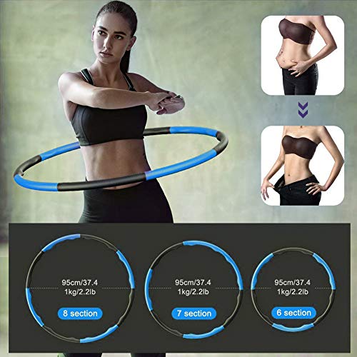 Merpin Círculo de acondicionamiento físico, círculo de Adelgazamiento para Adelgazar, círculo de Gimnasia, Revestimiento de Espuma extraíble, botón de Masaje,(Pink+Blue)
