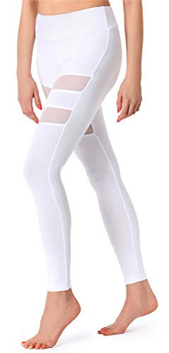 Merry Style Leggins Largos Mallas Deportivas Mujer MS10-232 (Blanco, S)