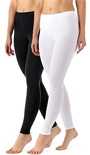 Merry Style Lote de 2 Leggins Largos Mallas Deportivas Mujer MS10-143 (Negro/Blanco, XXL)