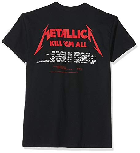 Metallica Kill 'em All Tracks_Men_bl_TS: L Camiseta, Negro (Black Black), Large para Hombre
