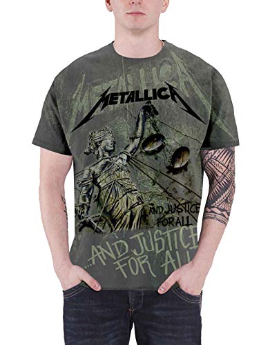 Metallica T Shirt Justice for all Neon Oficial de los hombres nuevo Gris All