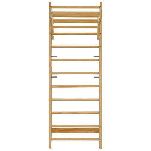 mewmewcat Escalera Sueca, Barras de Pared Sport, Espaldera de Fitness, Complejo Deportivo de Gimnasia, Gimnasia en Casa Madera 80x55x220 cm