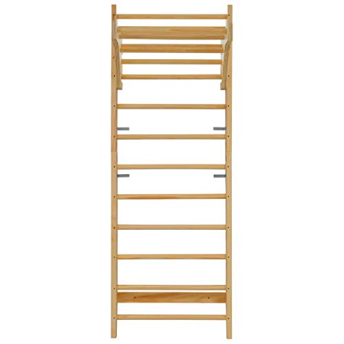 mewmewcat Escalera Sueca, Barras de Pared Sport, Espaldera de Fitness, Complejo Deportivo de Gimnasia, Gimnasia en Casa Madera 80x55x220 cm