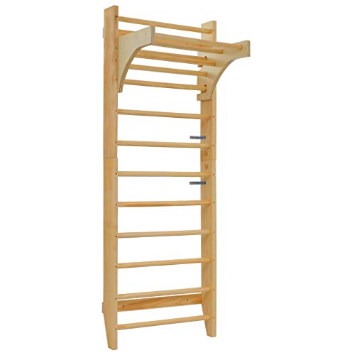 mewmewcat Escalera Sueca, Barras de Pared Sport, Espaldera de Fitness, Complejo Deportivo de Gimnasia, Gimnasia en Casa Madera 80x55x220 cm