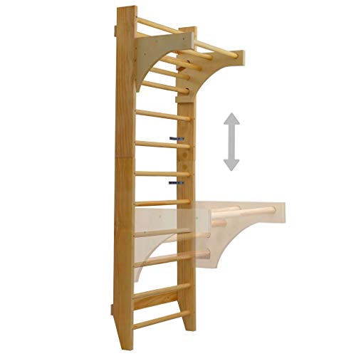 mewmewcat Escalera Sueca, Barras de Pared Sport, Espaldera de Fitness, Complejo Deportivo de Gimnasia, Gimnasia en Casa Madera 80x55x220 cm