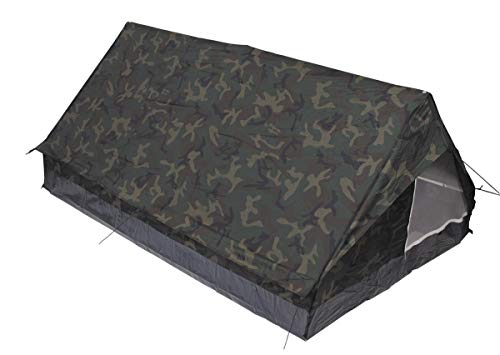 MFH Minipack BW - Tienda de campaña para 2 Personas Militar (mosquitera integrada) Multicolor Woodland Talla:213 x137 x 97 cm