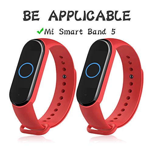 Mi-Case Correa de Silicona Compatible para Xiaomi Mi Band 5, [3Pack] Protector de Pantalla - [9 Piezas ] Mi Band 5 Ajustable Banda Repuesto Coloridos Correas para Pulsera para Silicona