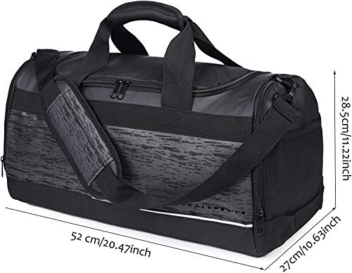 Mier Mens Holdall Bolso del Gimnasio de Deportes Negros Bolsa de Lona con los Zapatos Compartimento Para Weekender, Durante la Noche, Continuar