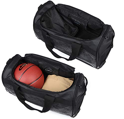 Mier Mens Holdall Bolso del Gimnasio de Deportes Negros Bolsa de Lona con los Zapatos Compartimento Para Weekender, Durante la Noche, Continuar