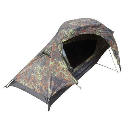 Mil-Tec Einmannzelt Recom Flecktarn Tienda para una Sola Persona, Unisex Adulto, Camuflaje, Talla única