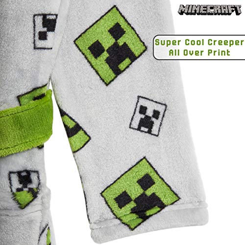 Minecraft Bata para Niños con Diseño Creeper, Batas de Estar por Casa de Forro Polar Suave con Capucha, Ropa de Dormir para Niño, Regalos Originales para Gamers (9-10 años)