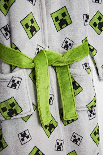 Minecraft Bata para Niños con Diseño Creeper, Batas de Estar por Casa de Forro Polar Suave con Capucha, Ropa de Dormir para Niño, Regalos Originales para Gamers (9-10 años)