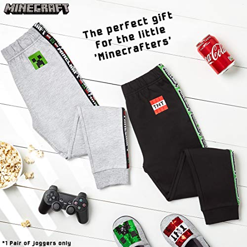 Minecraft Chandal Niño, Ropa Niño Deportiva, Pantalon Chandal en Color Gris o Negro, Pantalones Deporte Largos para Chicos, Regalos para Niños y Adolescentes Edad 5-14 Años (Negro, 7-8 años)