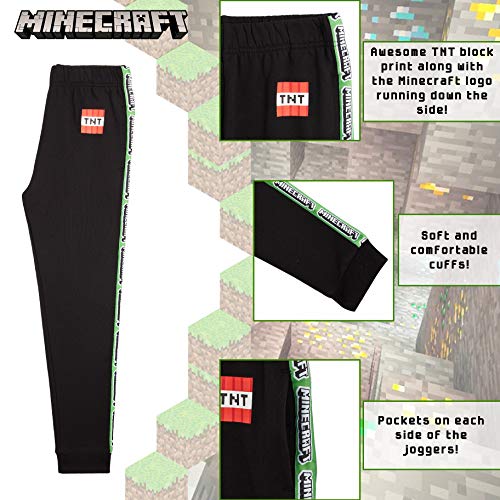 Minecraft Chandal Niño, Ropa Niño Deportiva, Pantalon Chandal en Color Gris o Negro, Pantalones Deporte Largos para Chicos, Regalos para Niños y Adolescentes Edad 5-14 Años (Negro, 7-8 años)