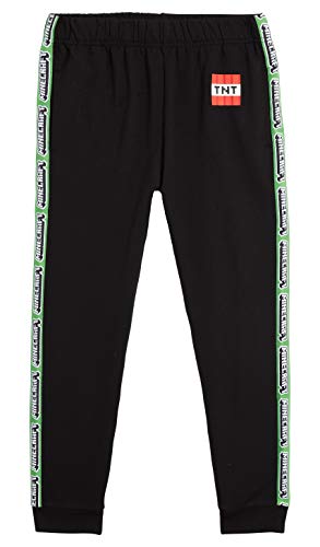 Minecraft Chandal Niño, Ropa Niño Deportiva, Pantalon Chandal en Color Gris o Negro, Pantalones Deporte Largos para Chicos, Regalos para Niños y Adolescentes Edad 5-14 Años (Negro, 7-8 años)