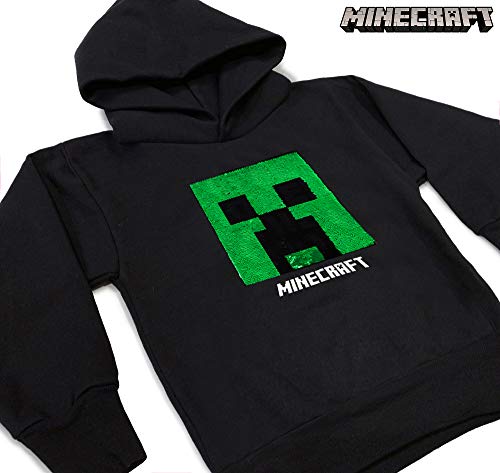 Minecraft Sudadera con Capucha para Niños, Sudaderas Adolescentes Niño, Suéter Manga Larga Hoodie de Lentejuelas Reversibles con Motivo de Creeper, Pullover Niño Jogging Top De Algodón (5/6 años)