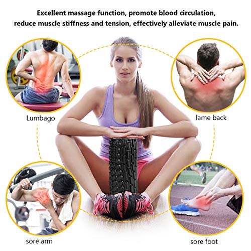 Mingfuxin Yoga eléctrico Fitness Espuma Rodillo de Carga de la Fascia Masaje Profundo Yoga Columna de 5 velocidades Ajustable de Espuma sólida del Eje de Alivio de la Fatiga Muscular (Gray)