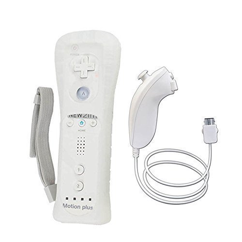 mini kitty 2 en 1 Motion Plus Mando y Nunchunk para Nintendo Wii/Wii u + Funda de Silicona - Blanco