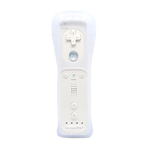 mini kitty 2 en 1 Motion Plus Mando y Nunchunk para Nintendo Wii/Wii u + Funda de Silicona - Blanco