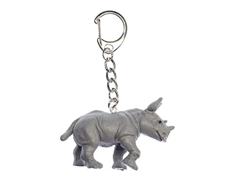 Miniblings Rhino Anillo de Llavero llaveros Gris zoológico de Goma
