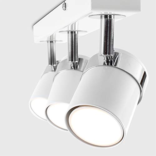 MiniSun – Moderna Lámpara de Techo – Barra de 3 Focos Orientables – Color Blanco - Iluminación Interior