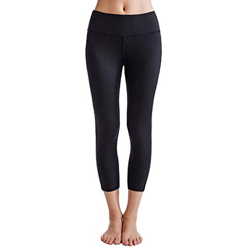 MINXINWY Mallas Cortas Mujer, Nuevo Leggings Deportes de Mujer Pantalones de Yoga de Color sólido Moda Leggings de Mujeres Entrenamiento Correr Pantalones 3/4 largas