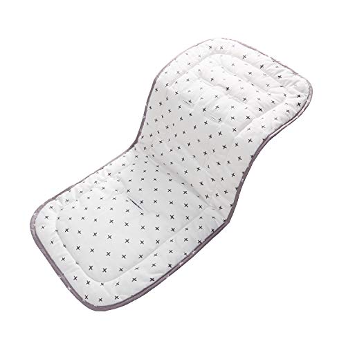 Miracle Baby Cojín Carro Bebe,Colchoneta Silla Paseo Universal Verano Transpirable,Cojín Silla de Paseo para el Cochecito y Asiento de Carro, 100% Algodón, 32x80cm(Cruz Gris Blanca)