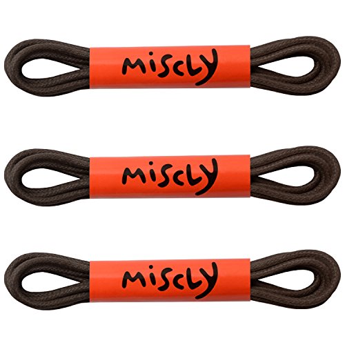 Miscly Cordones Encerados Redondos Finos de Vestir [3 Pares] - Diámetro 2.4 mm (76cm, Marrón Oscuro)