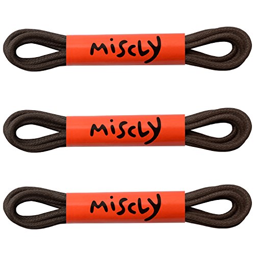 Miscly Cordones Encerados Redondos Finos de Vestir [3 Pares] - Diámetro 2.4 mm (76cm, Marrón Oscuro)