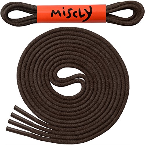 Miscly Cordones Encerados Redondos Finos de Vestir [3 Pares] - Diámetro 2.4 mm (76cm, Marrón Oscuro)