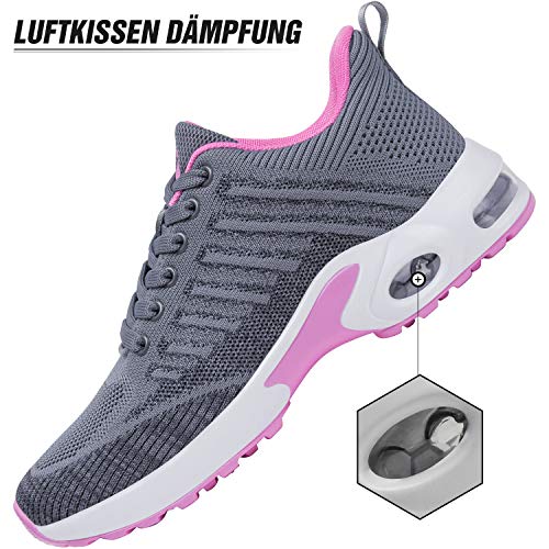 Mishansha Air Zapatos de Deportes Mujer Ligeros Zapatillas de Correr Femenino Respirable Calzado Fitness Jogging Sneakers Gris A, Gr.37 EU