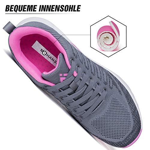 Mishansha Air Zapatos de Deportes Mujer Ligeros Zapatillas de Correr Femenino Respirable Calzado Fitness Jogging Sneakers Gris A, Gr.37 EU