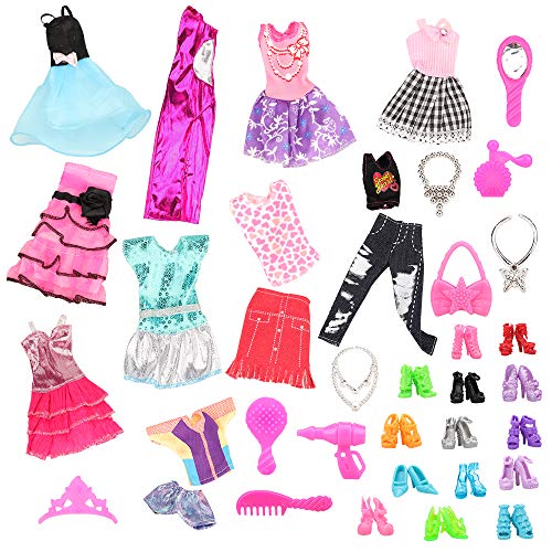 Miunana 10 Piezas Vestido Fashion Falda Mini Fiesta Ropas Casual + 10 Zapatos + 10 Accesorios + como Regalo para 11.5 Pulgadas 28 -30 CM Muñeca