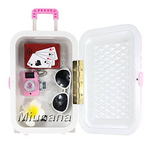 Miunana 5 Muñecas Fashion Accesorios con Viaje : 1 Maleta + 1 Horquilla + 1 Jugar de Cartas + 1 Cámara + 1 Gafas de Sol para 18 Pulgadas Meñeca 46 cm American Girl Doll