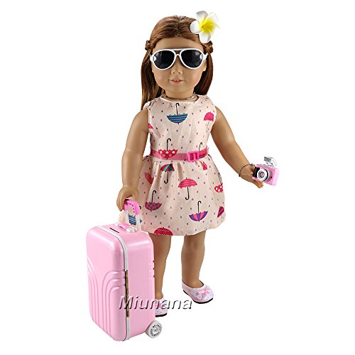 Miunana 5 Muñecas Fashion Accesorios con Viaje : 1 Maleta + 1 Horquilla + 1 Jugar de Cartas + 1 Cámara + 1 Gafas de Sol para 18 Pulgadas Meñeca 46 cm American Girl Doll