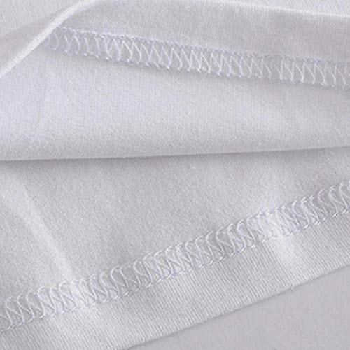 Miwaimao - Camiseta de manga corta unisex de cuello redondo, manga corta, estilo casual, transpirable, elástica, pantalones grandes, sueltos, de manga corta, color blanco