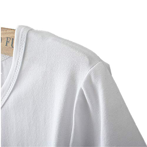 Miwaimao - Camiseta de manga corta unisex de cuello redondo, manga corta, estilo casual, transpirable, elástica, pantalones grandes, sueltos, de manga corta, color blanco