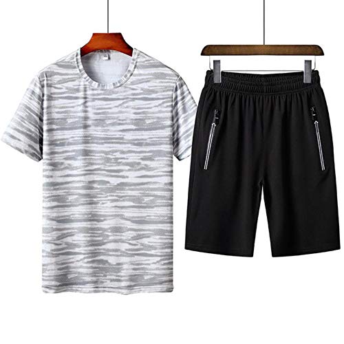 Miwaimao - Juego de ropa deportiva para hombre, pantalones cortos y camisas, talla grande Gris gris 3XL