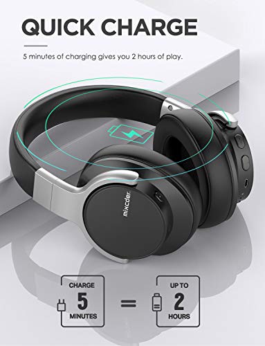 Mixcder E7 Active Cancelación de Ruido Auriculares Bluetooth con Micrófono Hi-Fi Deep Bass Auriculares Inalámbricos sobre el Oído, Cómodo Protein Earpads, para PC/Teléfonos Celulares/TV - Negro