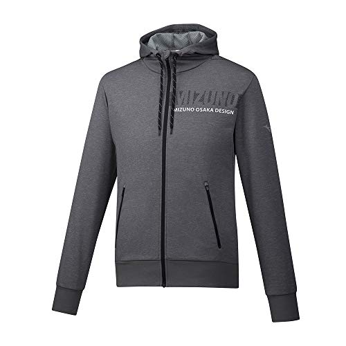 Mizuno Heritage Sudadera con Capucha y Cremallera para Hombre, Sudadera con Capucha Heritage Zip., Hombre, Color Gris, tamaño L