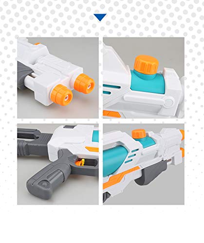 ML Juguete para niños Lanzador de Agua con Doble Salida 58cm, Super Pistola Power Water Gun con Alcance Largo, para niños y Adultos Color Rosa, Juguete para niños Color Blanco/Gris