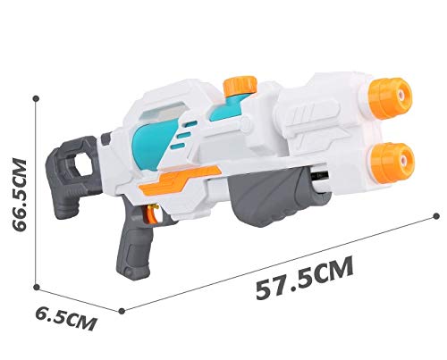 ML Juguete para niños Lanzador de Agua con Doble Salida 58cm, Super Pistola Power Water Gun con Alcance Largo, para niños y Adultos Color Rosa, Juguete para niños Color Blanco/Gris