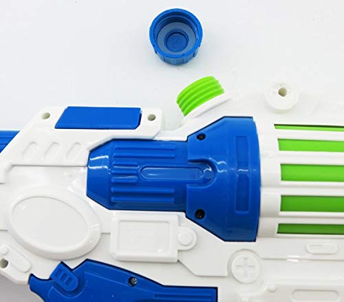 ML Juguete para niños Lanzador de Agua con Doble Salida, Super Pistola Power Water Gun con Alcance Largo 49cm, para niños y Adultos Color Banco (Blanco)