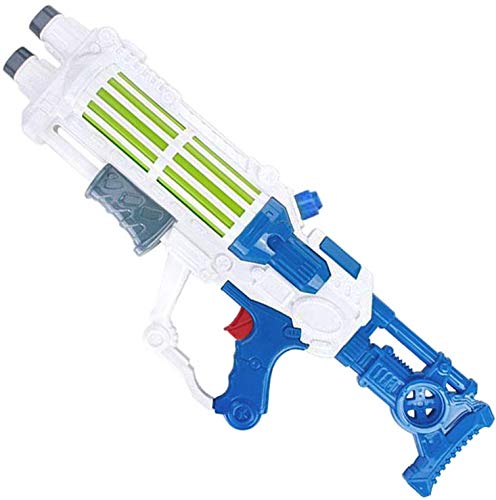 ML Juguete para niños Lanzador de Agua con Doble Salida, Super Pistola Power Water Gun con Alcance Largo 49cm, para niños y Adultos Color Banco (Blanco)