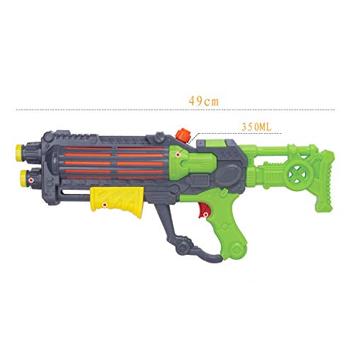 ML Juguete para niños Lanzador de Agua con Doble Salida, Super Pistola Power Water Gun con Alcance Largo 49cm, para niños y Adultos Color Banco (Verde)