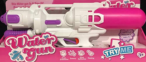 ML Juguete para niños Lanzador de Agua con Doble Salida, Super Pistola Power Water Gun con Alcance Largo 55cm, para niños y Adultos Color Rosa, Juguete para NIÑAS