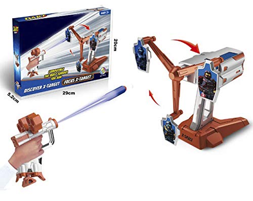 ML Juguete-TI-BLAN Conjunto de Pistola Lanza Proyectiles y Objetivo con Obstáculo Rotatorio Juego para Principiantes y Práctica de Tiro al Blanco Incluye 6 Proyectiles de Gomaespuma y Objetivo