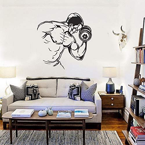 mlpnko Calcomanía de Vinilo Fitness Culturismo Hombre con Mancuernas Pintura de Pared Ejercicio Inspirado Pegatina Dormitorio decoración de la Pared 42X43cm