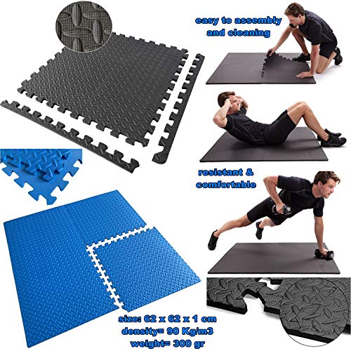 mmasport Suelo Encastro Anti Trauma Fitness Yoga Pilates Entrenamiento Funcional Boxeo Sala Pesos Home Work-out Sala Juegos Play Ground (x 30 PCS, Negro)